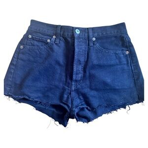 RE/DONE Boho Trendy Black High Rise Denim Shorts – Cutoff Raw Hem, Size 27